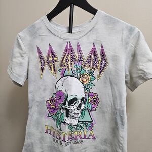 Def Leppard Rinestone Grey tie-dye Shirt. Bright Screenprint. Size Small